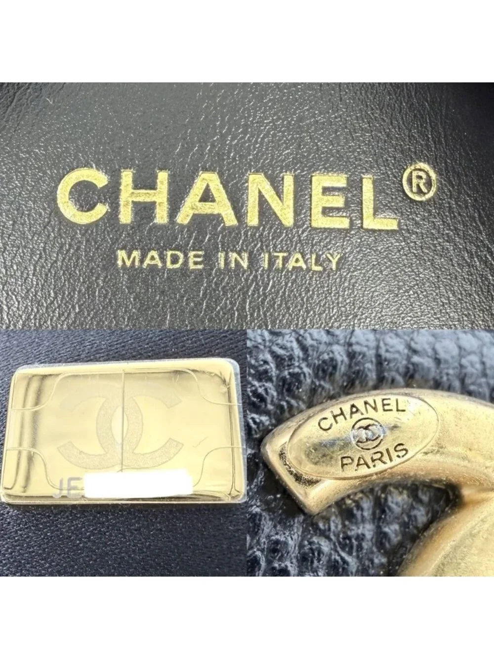 Chanel Shoulder Bag 25 Medium Chain CC Logo Grained Calfskin Black Gold